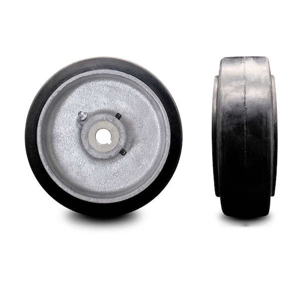 Service Caster 6" x 3" Rubber Tread on Cast Iron Keyed Drive Wheel - 28mm Bore - SCC-RSS630-28MM-KW-2SS - main